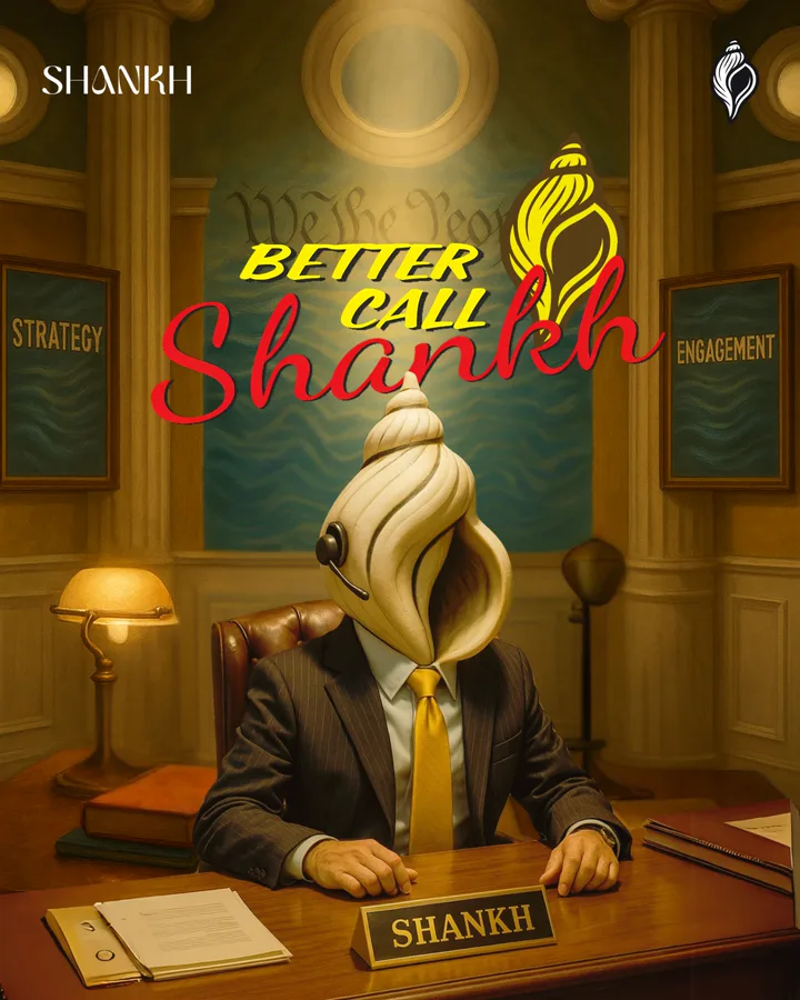 Better Call Shankh: a conch-headed lawyer at his desk